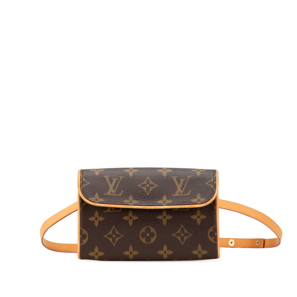 LOUIS VUITTON Authentic Brown Monogram Leather Pochette Hobo Bag